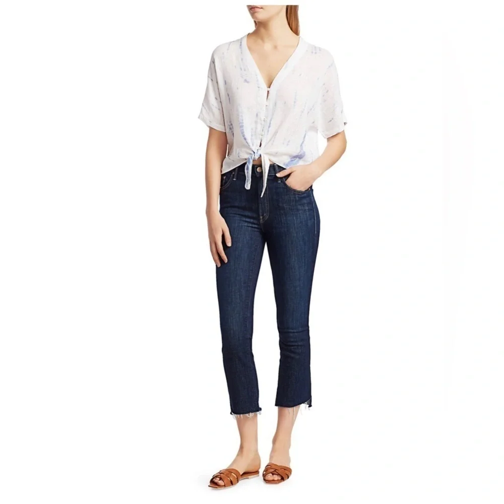 Rails Thea Tie-Hem Linen Blouse Linen Blend Size Large - Picture 10 of 11